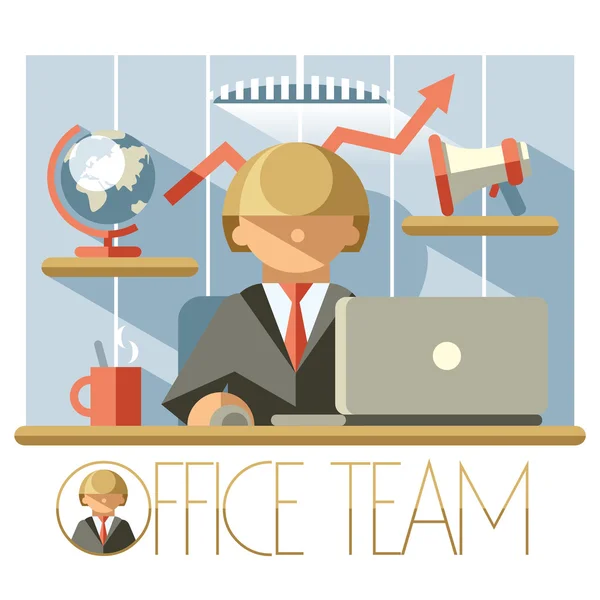 Flat Office Team Director — Stock Vector