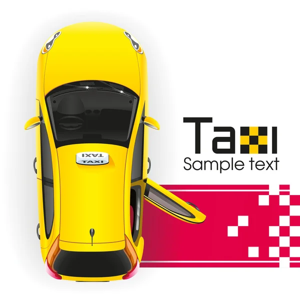 Κίτρινο ταξί στο κόκκινο χαλί — Διανυσματικό Αρχείο