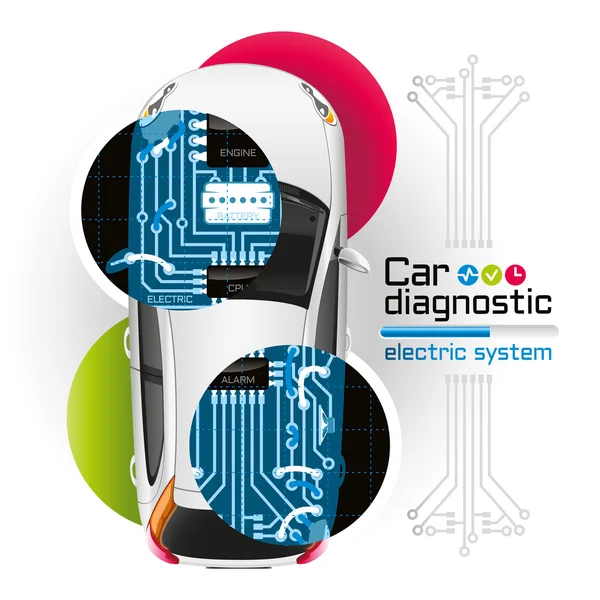 Diagnostic de voiture de rayons X du système électrique — Image vectorielle