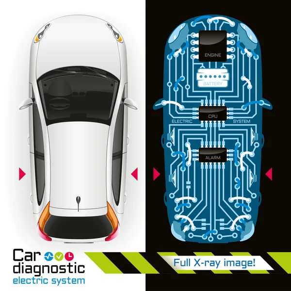 Diagnostic de voiture de rayons X du système électrique — Image vectorielle