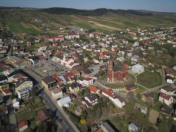 Panorama Lotu Ptaka Europa Środkowa Polskie Miasta Kolaczyce Jest Usytuowany — Zdjęcie stockowe