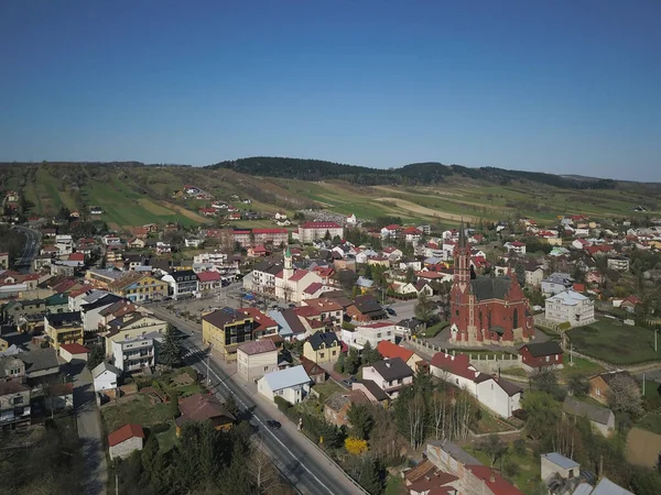 Panorama Volo Uccello Europa Centrale Città Polacca Kolaczyce Trova Tra — Foto Stock