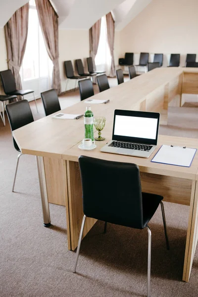 Uma Cena Uma Sala Conferências Antes Reunião — Fotografia de Stock