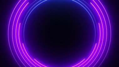 Mavi ve mor neon halkalar soyut fütüristik yüksek teknoloji arka planı. Video animasyonu Ultra HD 4K 3840x2160