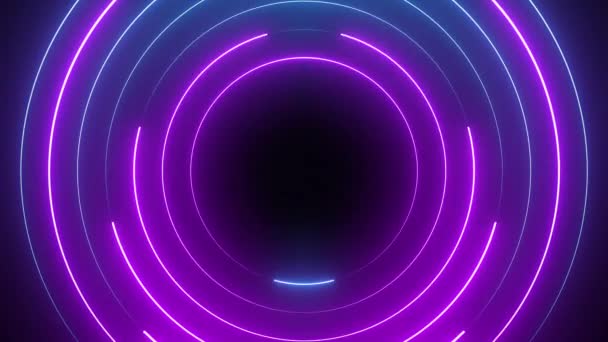Abstrakcyjny Krąg Neonowy Bez Szwu Niebieski Fioletowy Neon Koła Tech — Wideo stockowe