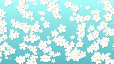 Büyüyen çiçek arkaplanı, ortaya çıkan kağıt çiçekler, botanik desen, gelin demeti, kağıt işi, 4k animasyon