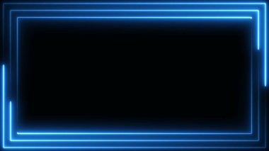 Mavi neon çerçeve ışık çizgisi döngü karesi karesi üzerinde çalışıyor, bunu ekleme veya ekran modunda veya arkaplan olarak kullanın.