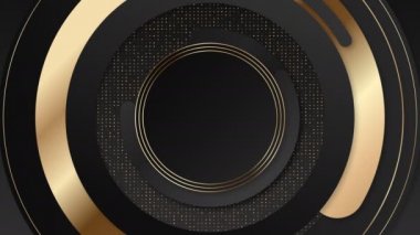 Lüks altın ve siyah daireler geometrik soyut hareket arkaplanı. Kusursuz döngü. Video animasyonu Ultra HD 4K 3840x2160