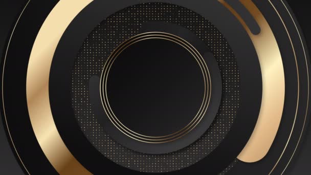 Luxury Golden Black Circles Grunge Geometric Abstract Motion Background Seamless — Stock Video