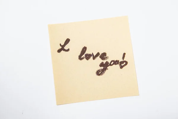 Love You Note Written Yellow Stiker Paper — стоковое фото