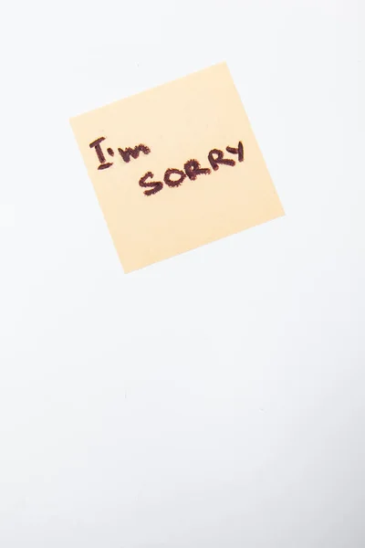 Yazısının Dikey Çekimi Sarı Kağıda Yazdığım Için Özür Dilerim — Stok fotoğraf