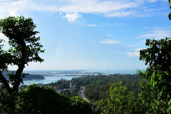 Přírodní Výhledy Moře Hory Songkhla Vidět Vrcholu Hory — Stock fotografie