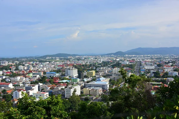 Natural Views Sea Mountains Songkhla Seen Top Mountain — Stock Photo, Image