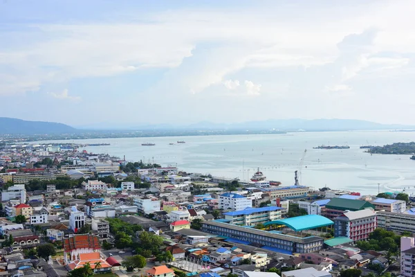 Přírodní Výhledy Moře Hory Songkhla Vidět Vrcholu Hory — Stock fotografie