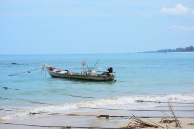 Kumlu sahil manzarası ve Tayland, Trang 'daki plaj manzarası