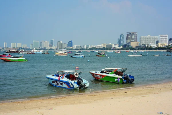 Baie Mer Avec Nombreux Bateaux Dans Ville Pattaya Thaïlande — Photo