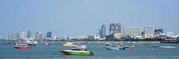 Bahía Mar Con Muchos Barcos Ciudad Pattaya Tailandia — Foto de Stock