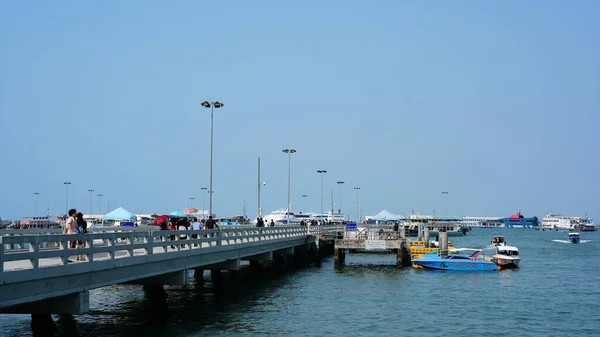 Baie Mer Avec Nombreux Bateaux Dans Ville Pattaya Thaïlande — Photo