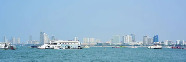Zatoka Morska Wieloma Łodziami Pattaya Tajlandia — Zdjęcie stockowe