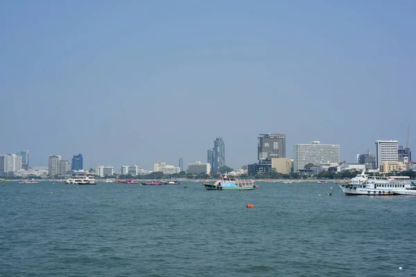 Baía Mar Com Muitos Barcos Cidade Pattaya Tailândia — Fotografia de Stock