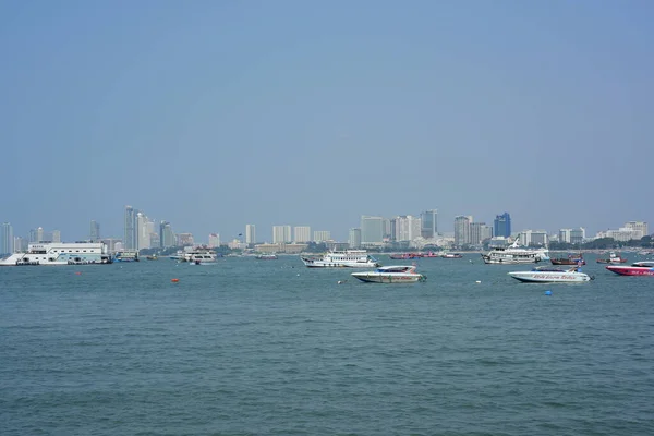 Bahía Mar Con Muchos Barcos Ciudad Pattaya Tailandia — Foto de Stock