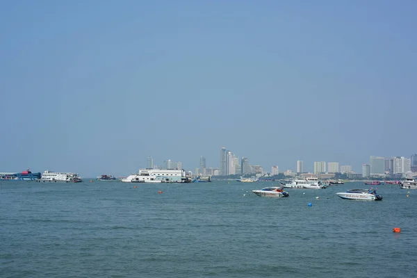 Bahía Mar Con Muchos Barcos Ciudad Pattaya Tailandia — Foto de Stock