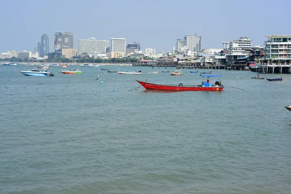 Baie Mer Avec Nombreux Bateaux Dans Ville Pattaya Thaïlande — Photo