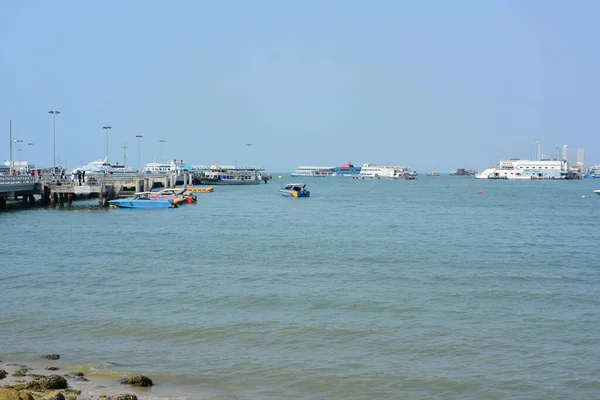 Havsvik Med Många Båtar Pattaya Stad Thailand — Stockfoto