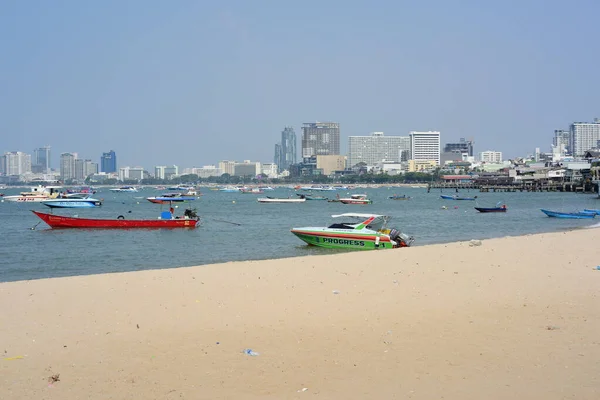 Baie Mer Avec Nombreux Bateaux Dans Ville Pattaya Thaïlande — Photo