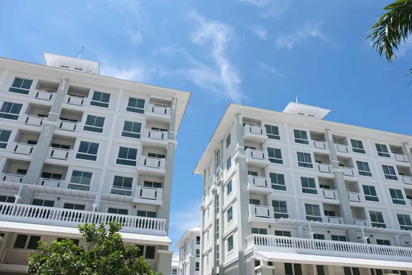 Beautiful Building Beautiful Swimming Pool Sky View Bright Day — Stock Photo, Image