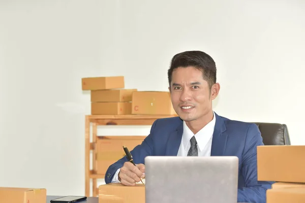 Asian Businessman Working Office — Stock Photo, Image