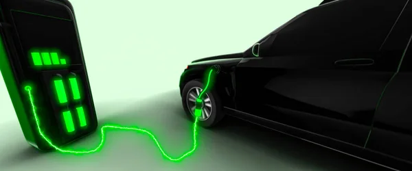 Modern Electric Green Car Charging Charge Station Render — Stock Fotó