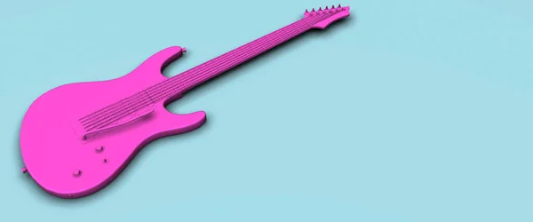 Guitarra Elétrica Rosa Conceito Fundo Azul Render — Fotografia de Stock