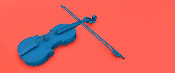 Abstract Blue Violin Orange Background Close Render — Photo