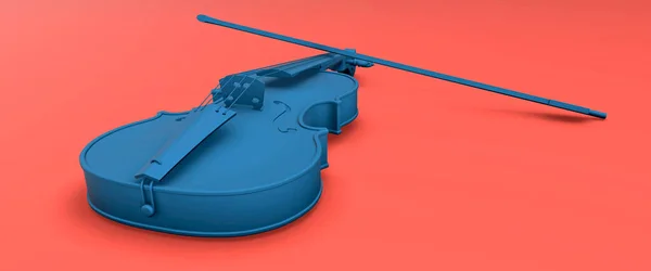 Abstract Blue Violin Orange Background Close Render — Photo