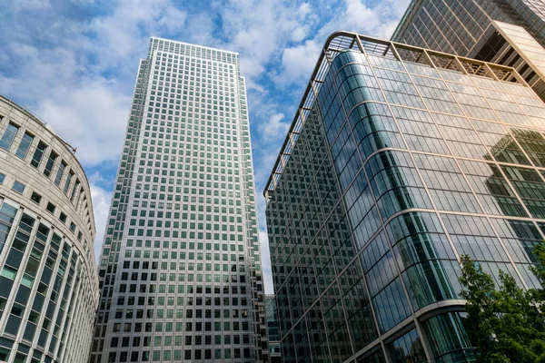 Looking Tall Glass Fronted Skyscrapers Sunset — Stock Photo, Image