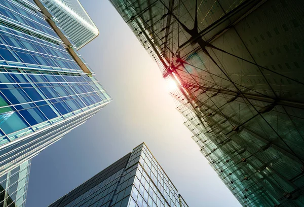 Modern City Skyscrapers Bright Sunlight Reflections — Stock Photo, Image