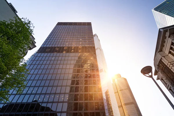 Modern City Building Architecture Glass Fronts Clear Day Sunrise London — Stock Photo, Image