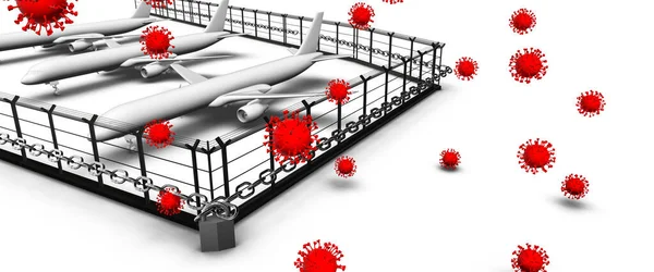 Conceptual Travel Ban Flying Lockdown Due Corona Virus Restrictions Render Images De Stock Libres De Droits