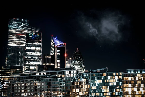 Londons Modern City Skyline Night — Φωτογραφία Αρχείου