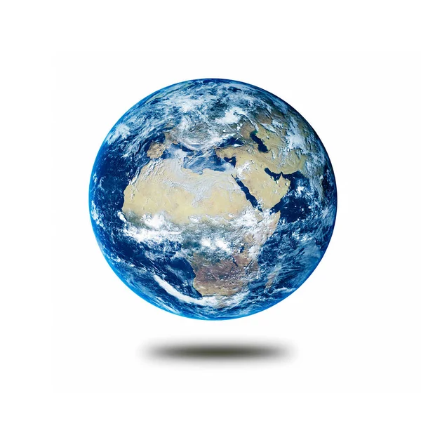 Planet Erde Auf Weißem Hintergrund Der Europa Und Nordafrika Zeigt — Stockfoto