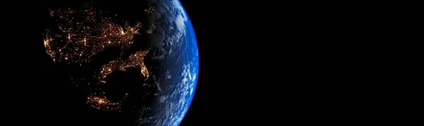 Сша Космоса Ночное Время Концепции Уличным Освещением Панорамный — стоковое фото