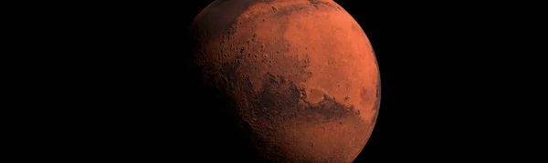 Mars Red Planet Orbiting Space Heavy Shadow World Concept — ストック写真