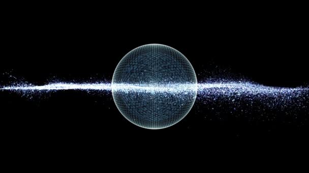 Плазмовий Куля Синьої Енергії Крихітного Блискучого Пилу Чорному Фоні — стокове відео