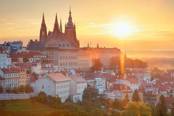 Castelo Praga Imagem Paisagem Urbana Aérea Praga Capital República Checa — Fotografia de Stock