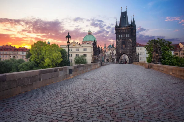 Praha Karlův Most Cityscape Image Ikonického Karlova Mostu Staroměstskou Mosteckou — Stock fotografie