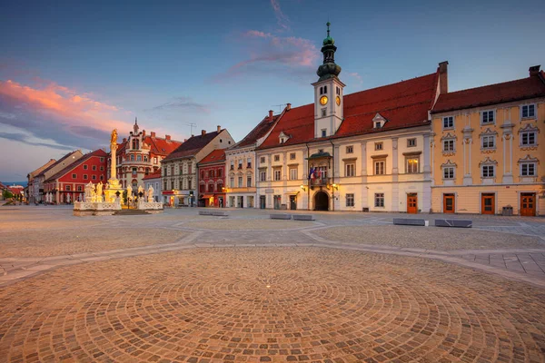 Maribor Slovenia Immagine Cityscape Maribor Slovenia Con Piazza Principale Municipio — Foto Stock