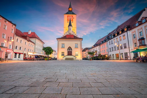 Deggendorf Germany Cityscape Image Downtown Deggendorf Bavaria Germany Sunset — Stock Photo, Image