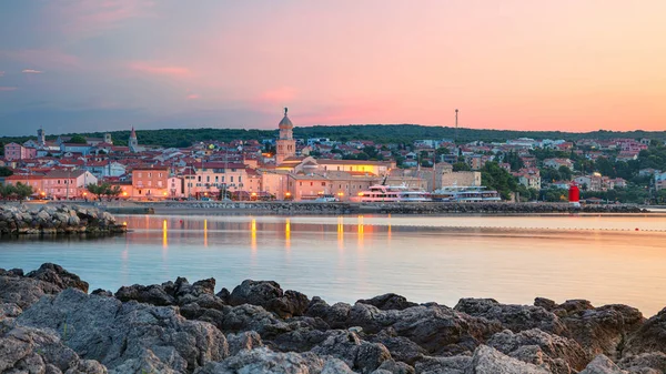 Stad Krk Kroatië Panoramisch Stadsbeeld Van Krk Kroatië Gelegen Krk — Stockfoto