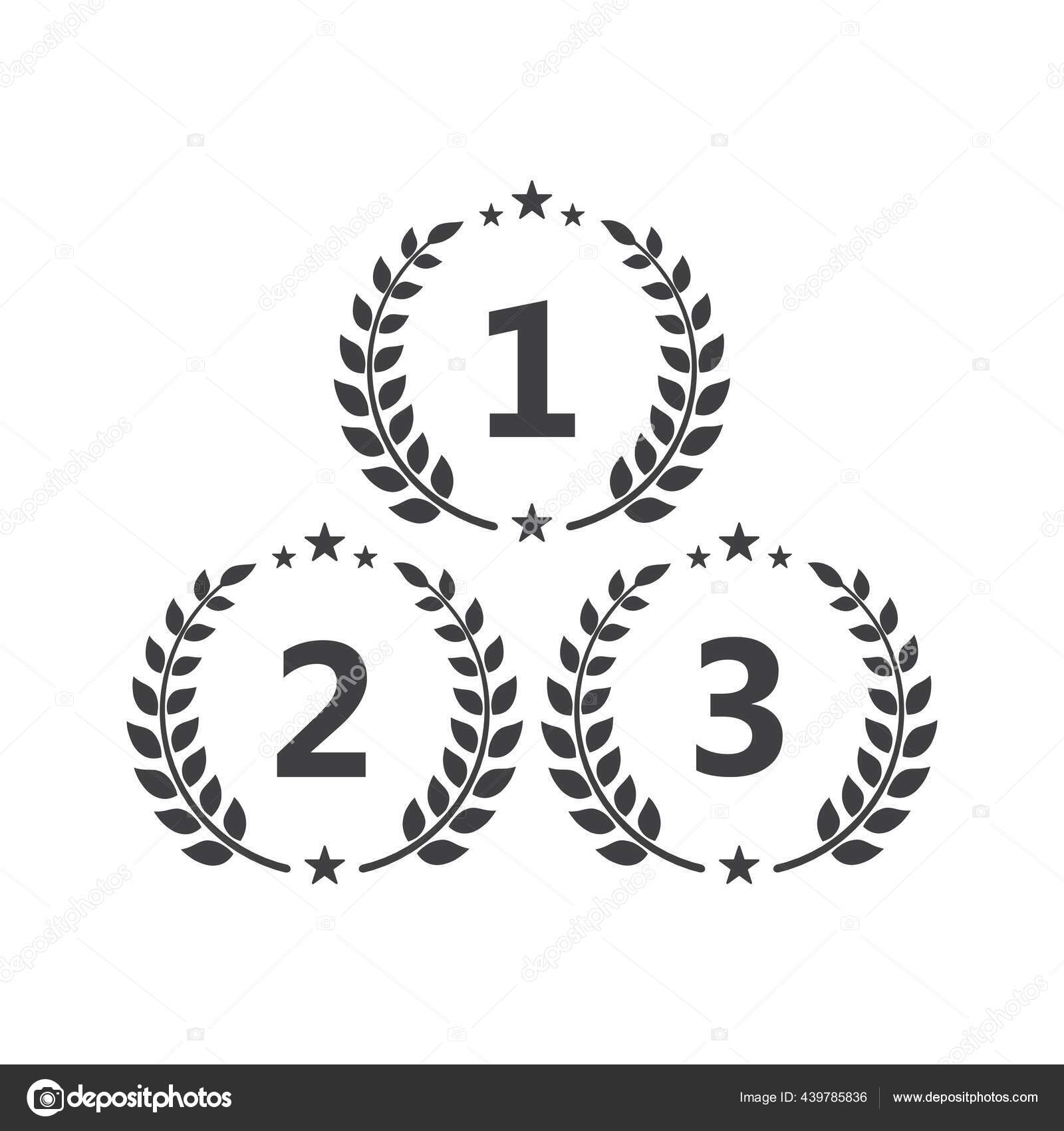 Set Award Medal First Second Third Champion Vector Logo Icon Stock ...